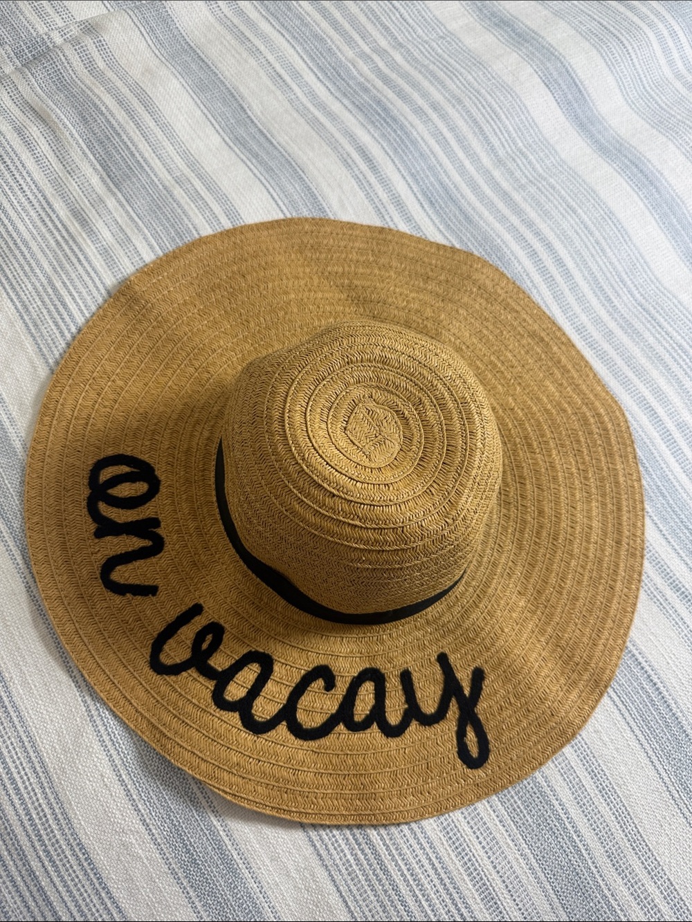 On Vacay Oversized Floppy Straw Sun Hat Embroidered Beach Vacation